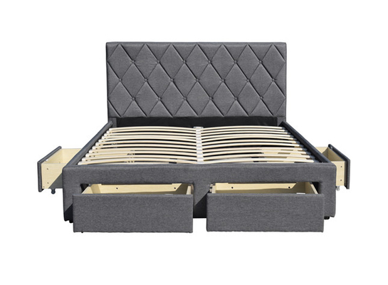 चार भंडारण दराज के साथ OEM राजा आकार Tufted भंडारण बिस्तर मखमली कपड़ा