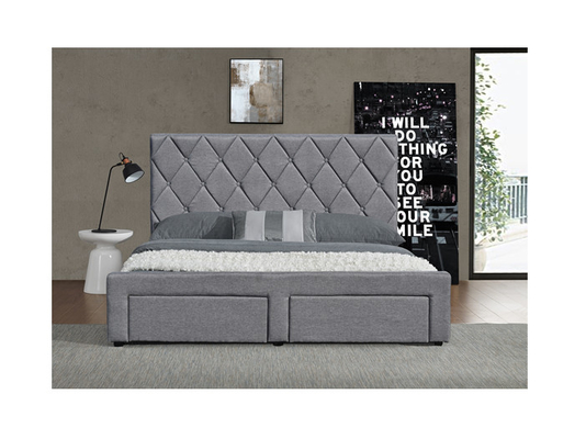 चार भंडारण दराज के साथ OEM राजा आकार Tufted भंडारण बिस्तर मखमली कपड़ा