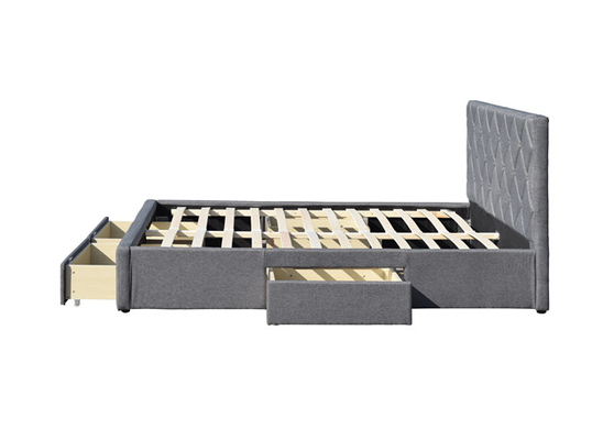 चार भंडारण दराज के साथ OEM राजा आकार Tufted भंडारण बिस्तर मखमली कपड़ा