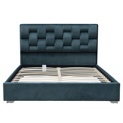 Tufted उच्च हेडबोर्ड के साथ अनुकूलित डबल आकार मखमली कपड़ा बिस्तर फ्रेम