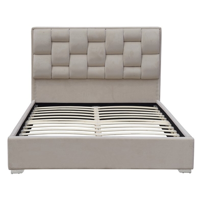 Tufted उच्च हेडबोर्ड के साथ अनुकूलित डबल आकार मखमली कपड़ा बिस्तर फ्रेम