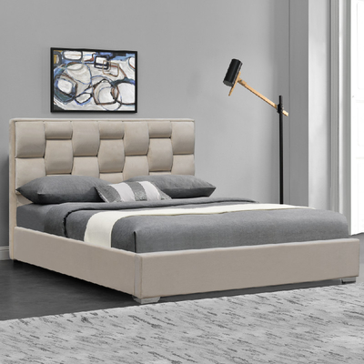 Tufted उच्च हेडबोर्ड के साथ अनुकूलित डबल आकार मखमली कपड़ा बिस्तर फ्रेम