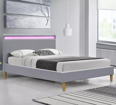 हेडबोर्ड के साथ स्टैनलेक ग्रे लाइट अप बेड फ्रेम 140x200cm 160x200cm 180x200cm